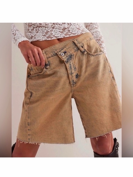 Free People Pants - FREE PEOPLE WE THE FREE Boomerang LONG SHORTS size 0 25 Denim Jean